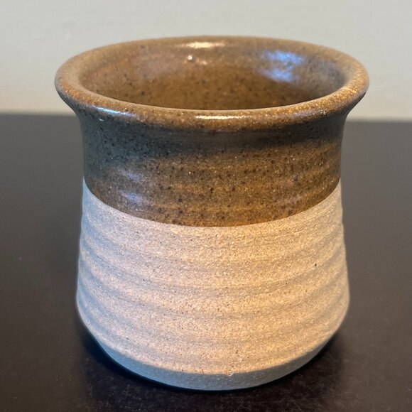 Handcrafted Hand Thrown Studio Art Glazed and Unglazed Ribbed Pottery Mug - Picture 2 of 10